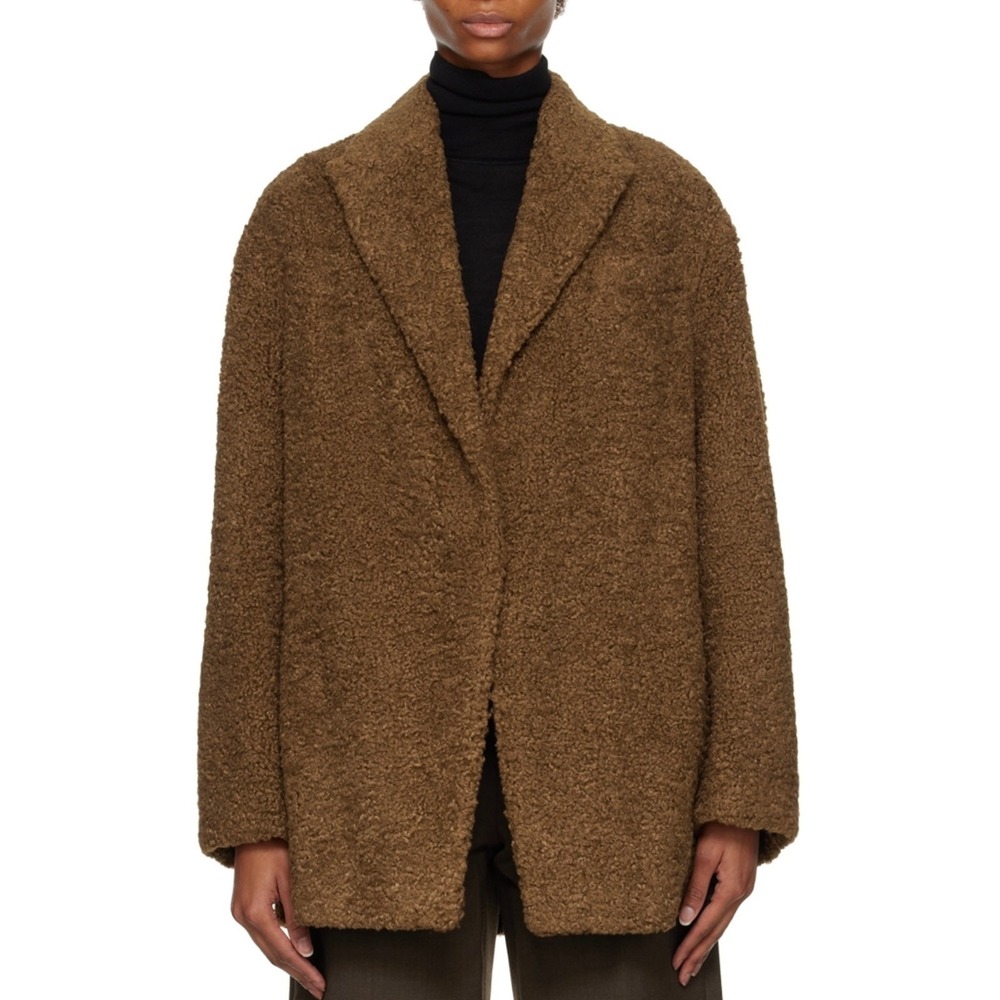 Vince Brown Oversized Faux Fur Blazer Coat Size Large NWT